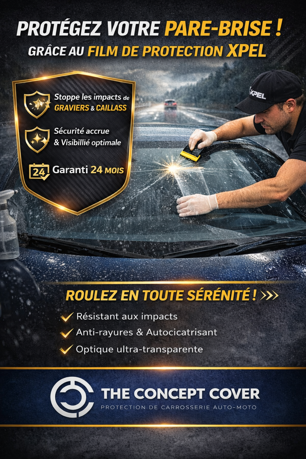Film de protection Pare-Brise XPEL : Protection invisible contre impacts et fissures