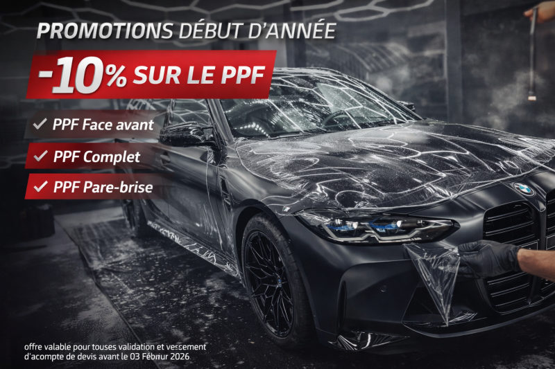 Promotion PPF –10% : Protection carrosserie premium, face avant, complet et pare-brise